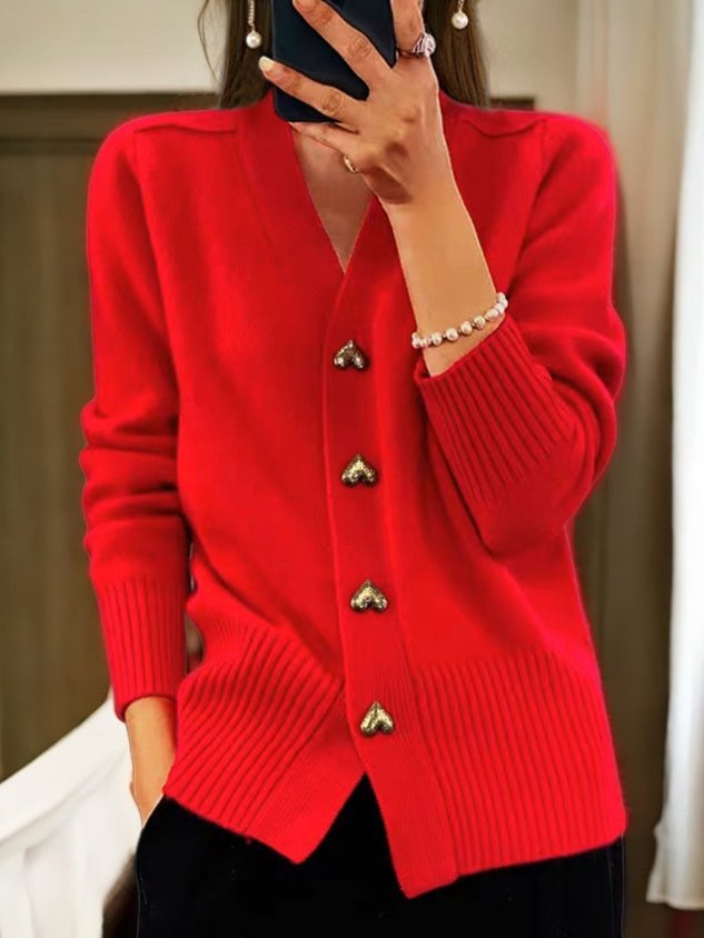Agnès | Cardigan à boutons cœur dorés