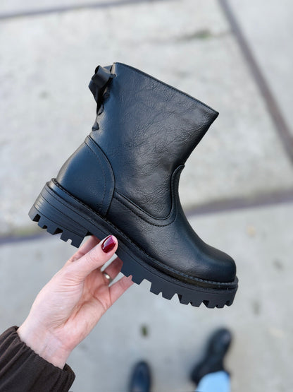 Bottines Noires à Nœud
