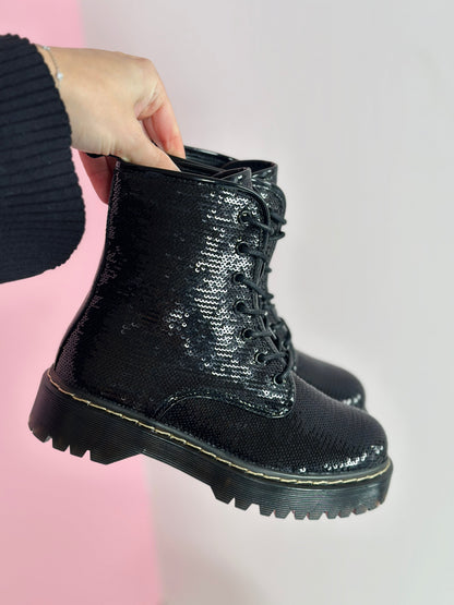 Nikky | Bottines Noires à Sequins
