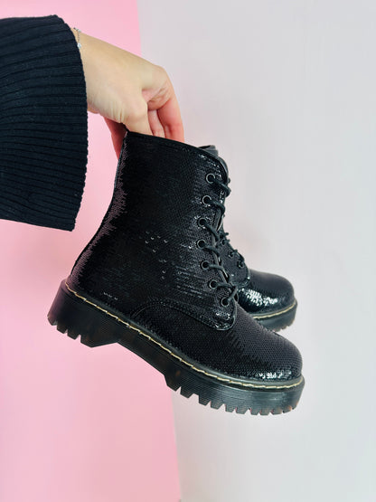 Nikky | Bottines Noires à Sequins