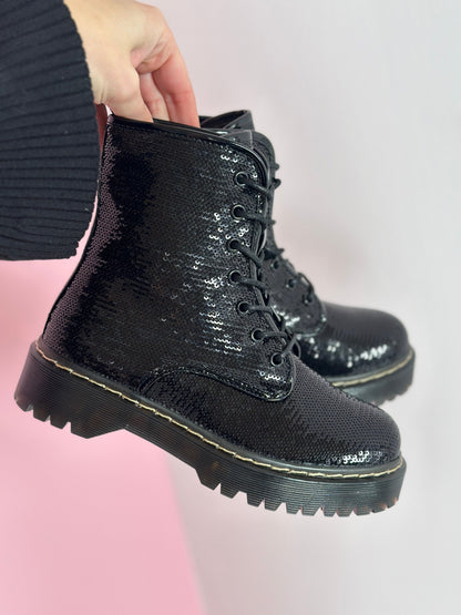 Nikky | Bottines Noires à Sequins