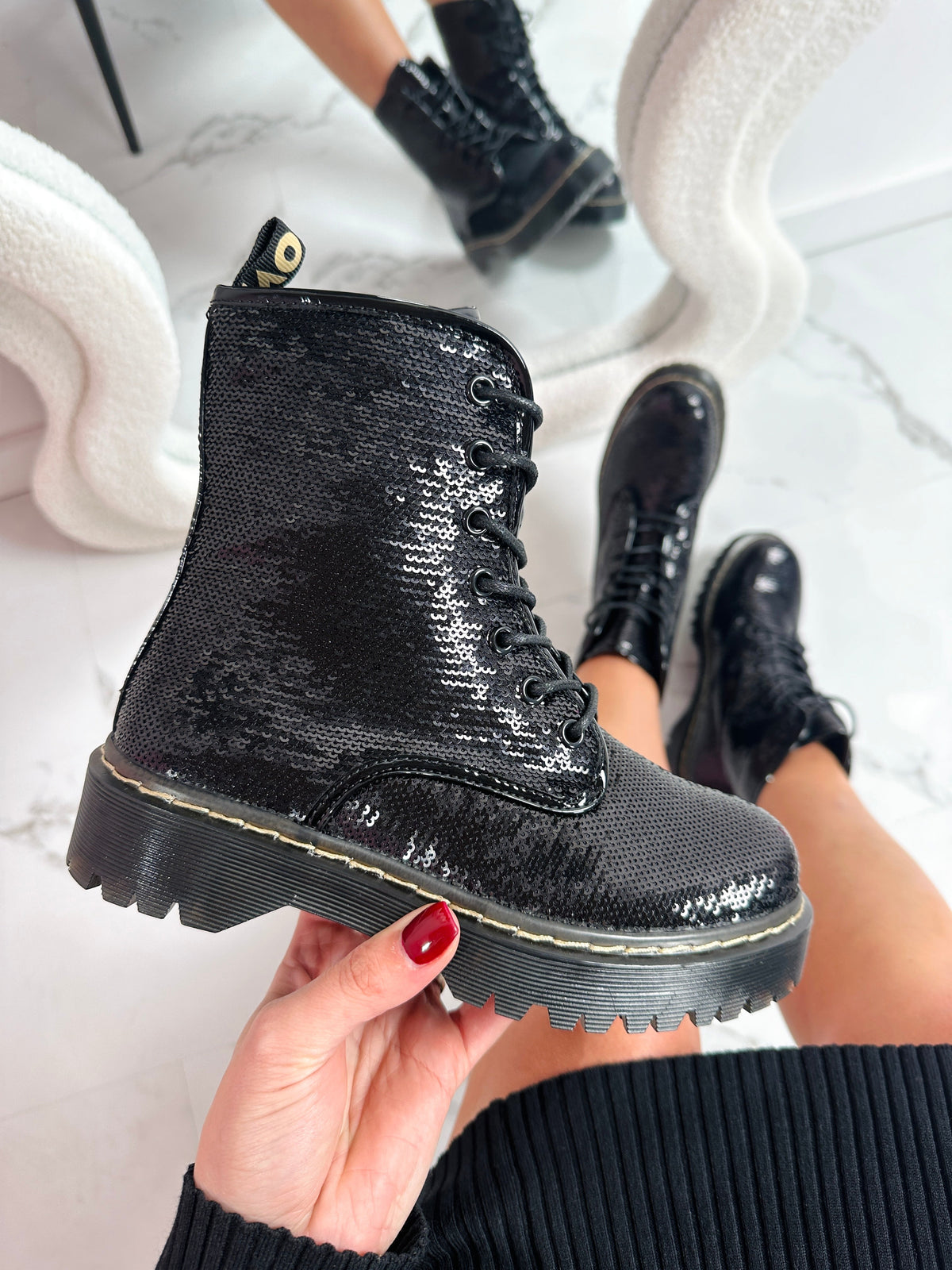 Nikky | Bottines Noires à Sequins