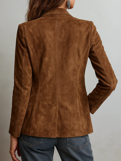 Apolline | Veste Suédée à Surpiqûres Contrastées