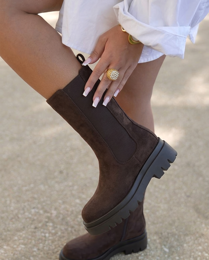 Chelsea Boots Marron Effet Daim