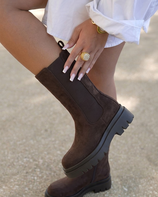 Chelsea Boots Marron Effet Daim