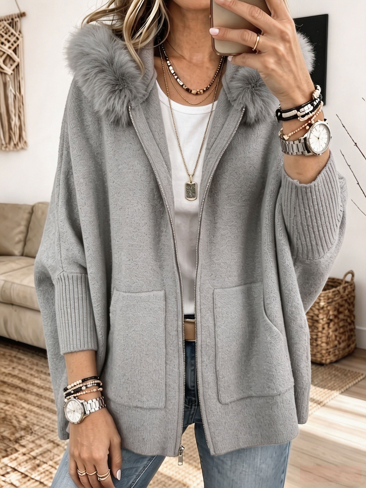 Élise | Veste à Capuche en Maille